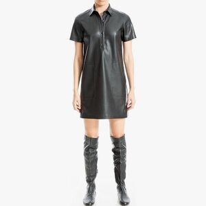 Max Studio Women's Faux Leatherette Sleeve Short Dress